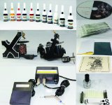 Complete Tattoo Kit Machine Gun 11 Color (Double Black) Inks + Needles + Power Supply (T2)