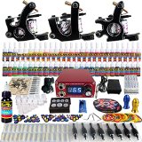 Solong Tattoo® Complete Tattoo Kit 3 Pro Machine Guns 54 Inks Power Supply Foot Pedal Needles Grips Tips TK352
